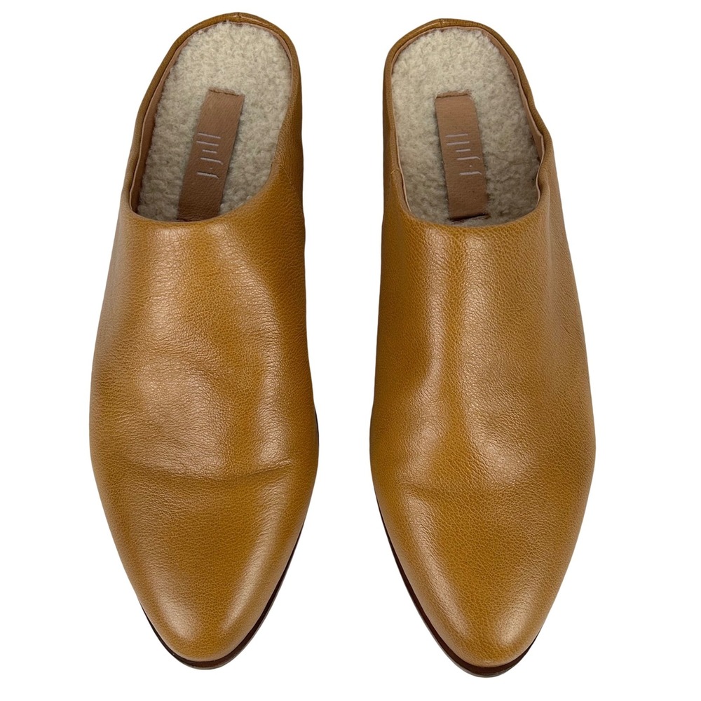 J.Jill Womens Tan Brown Pebbled Leather Shearling Lined Mules SHU261371 Size 10